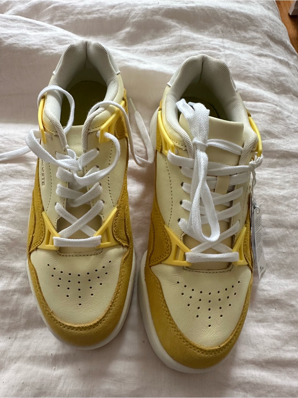 Lacoste Yellow and Cream Retro Sneakers